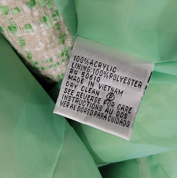 Le Suit Mint Green and Cream textured Tweed Blazer Size 10 - Picture 13 of 15